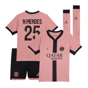 Paris Saint-Germain Nuno Mendes #25 Tredje Kläder Barn 2024-25 Kortärmad (+ Korta byxor)